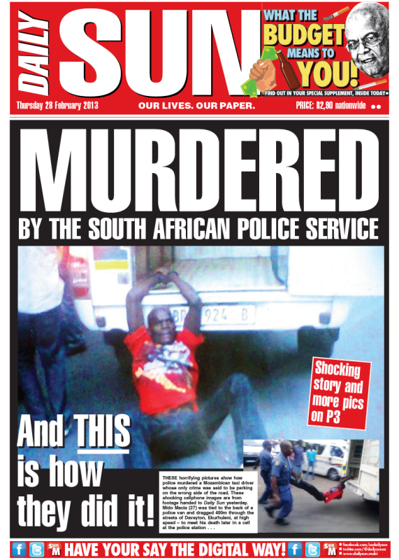 "Murdered by the South African Police Service" - Daily Sun ...