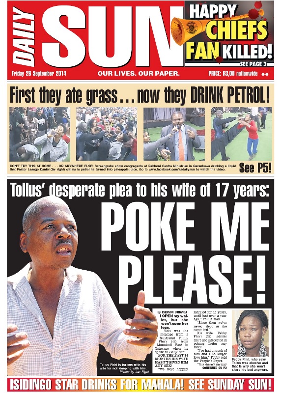 Give me back my wife! - Daily Sun - iSERVICE | Politicsweb
